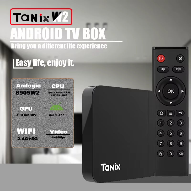 Original  W2 Android 11 TV Box Amlogic S905W2 2G/16G AV1 BT TVBOX 2.4G&5G Dual Wifi 4K HD Set Top Box 4G/64G Media Player